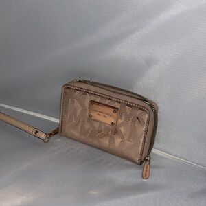 Michael Kors MK Logo Embossed Wristlet Wallet